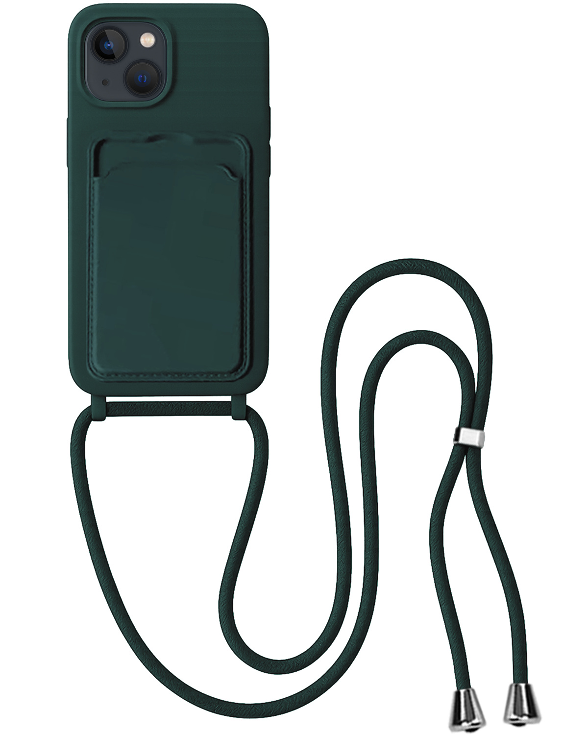 BASEY. BASEY. iPhone 14 Plus Hoesje Pashouder met Koord - Donkergroen