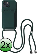 BASEY. BASEY. iPhone 14 Plus Hoesje Pashouder met Koord - Donkergroen - 2 PACK