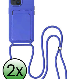 BASEY. BASEY. iPhone 14 Plus Hoesje Pashouder met Koord - Fel Blauw - 2 PACK