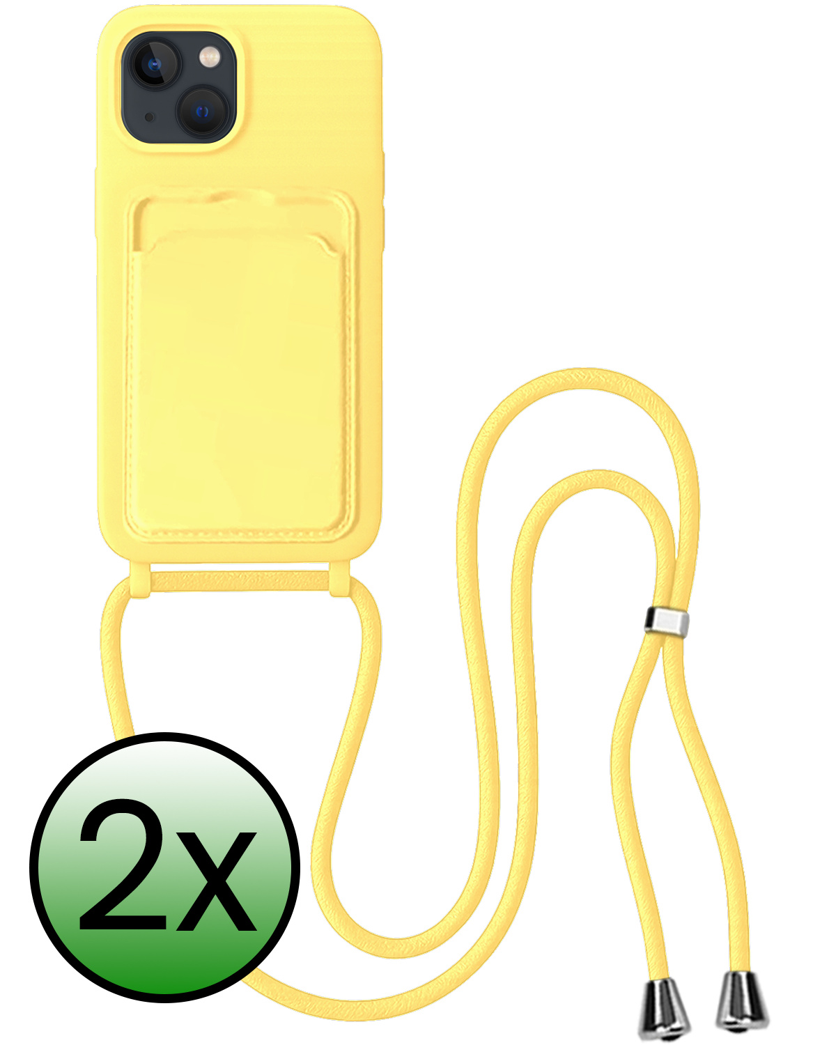 BASEY. BASEY. iPhone 14 Plus Hoesje Pashouder met Koord - Geel - 2 PACK
