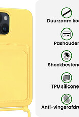 BASEY. BASEY. iPhone 14 Plus Hoesje Pashouder met Koord Met Screenprotector - Geel
