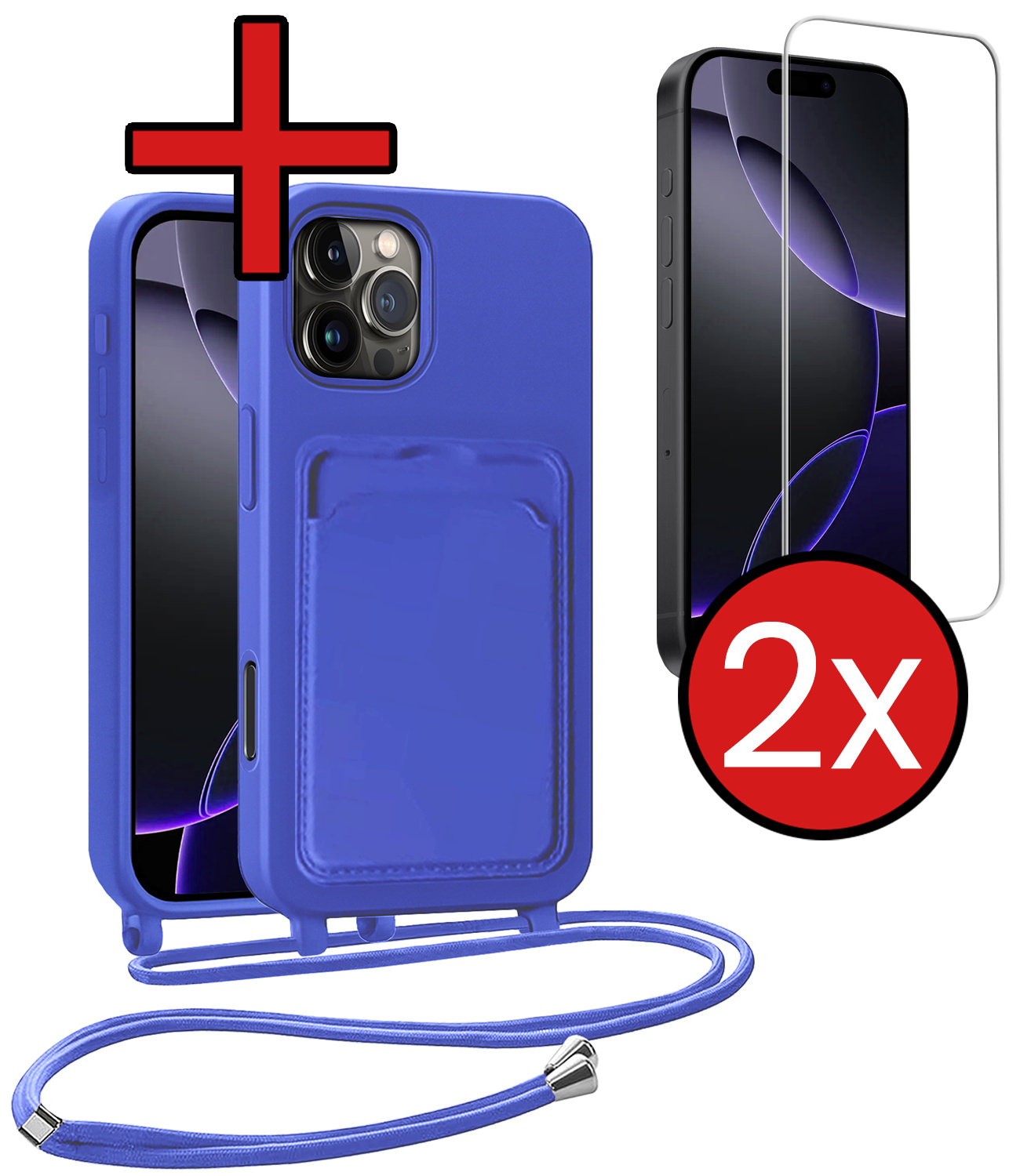 BASEY. BASEY. iPhone 14 Plus Hoesje Pashouder met Koord - Groen