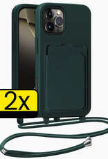 BASEY. BASEY. iPhone 14 Plus Hoesje Pashouder met Koord - Lichtblauw - 2 PACK