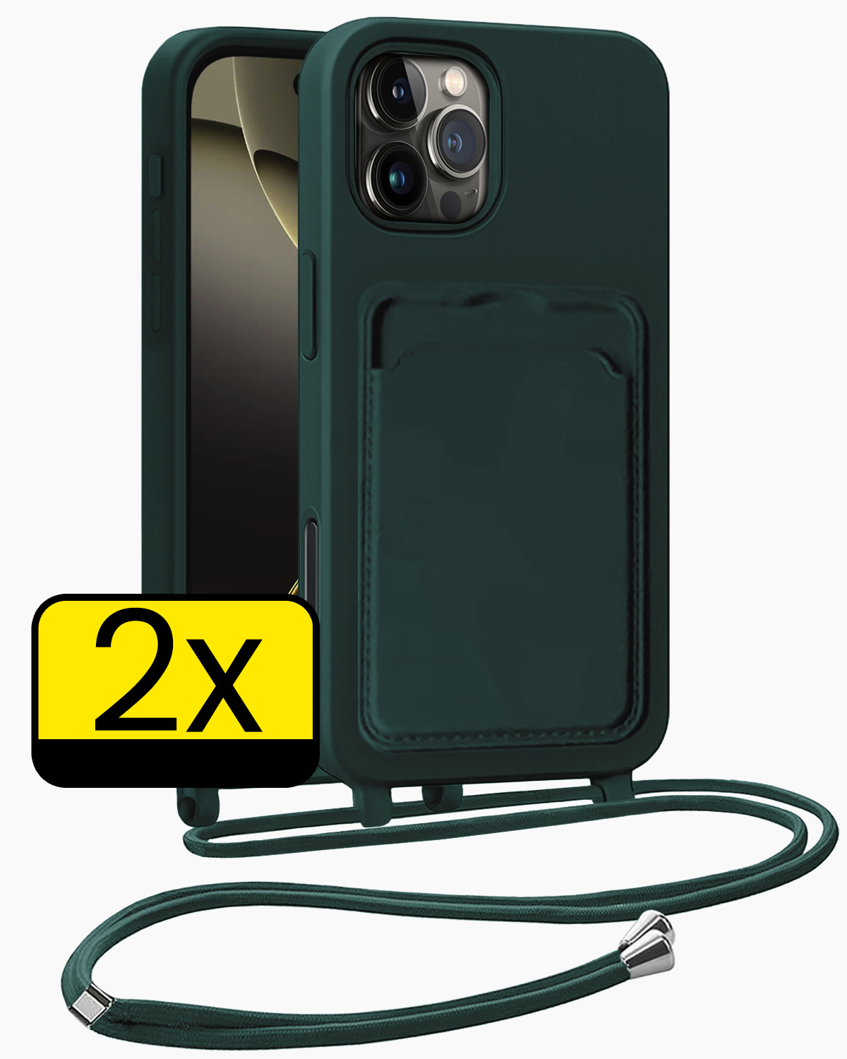 BASEY. BASEY. iPhone 14 Plus Hoesje Pashouder met Koord - Lichtblauw - 2 PACK