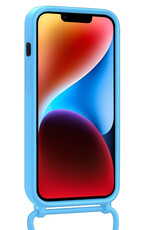 BASEY. BASEY. iPhone 14 Plus Hoesje Pashouder met Koord Met Screenprotector - Lichtblauw