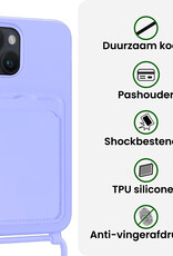 BASEY. BASEY. iPhone 14 Plus Hoesje Pashouder met Koord - Lila - 2 PACK