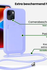 BASEY. BASEY. iPhone 14 Plus Hoesje Pashouder met Koord Met 2x Screenprotector - Lila