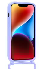 BASEY. BASEY. iPhone 14 Plus Hoesje Pashouder met Koord Met 2x Screenprotector - Lila