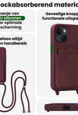BASEY. BASEY. iPhone 14 Hoesje Pashouder met Koord - Aubergine - 2 PACK