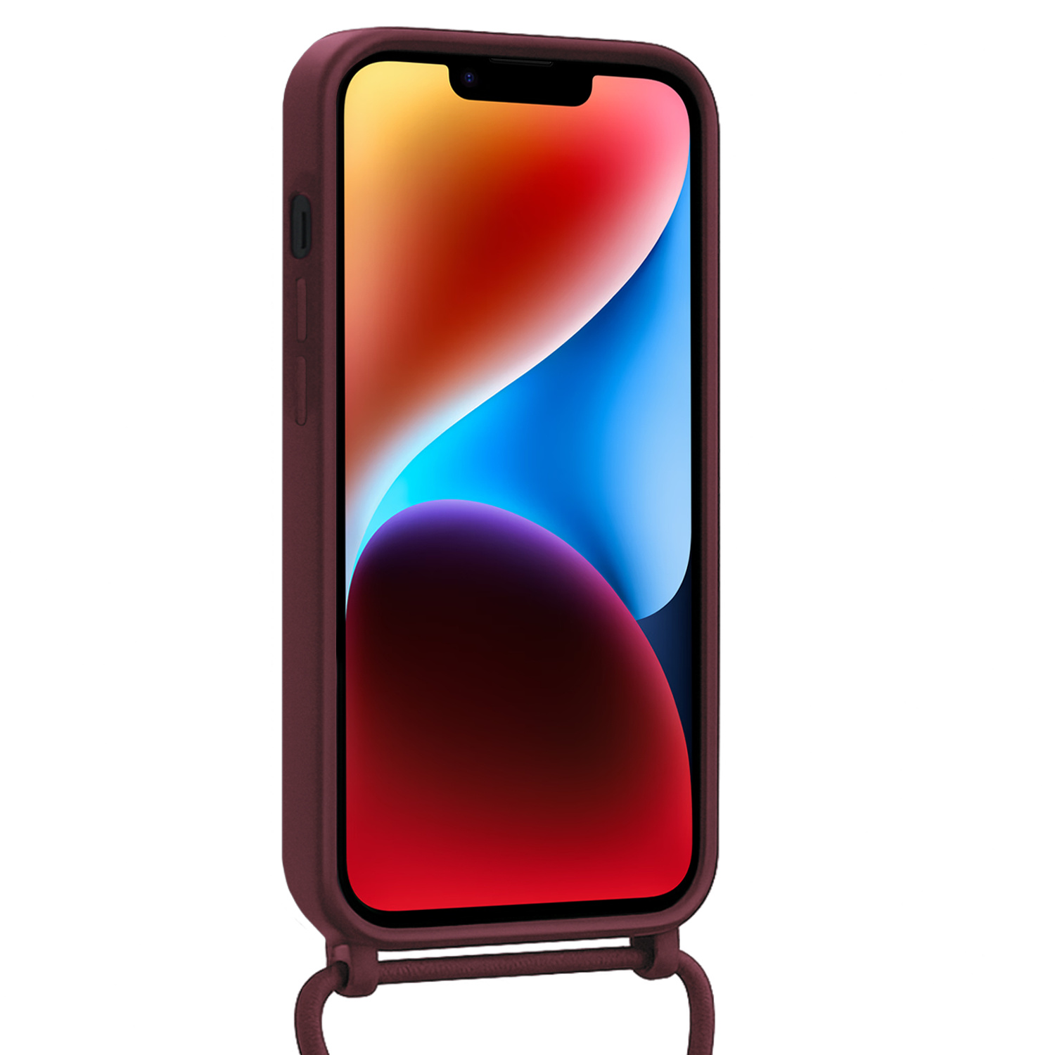 BASEY. BASEY. iPhone 14 Hoesje Pashouder met Koord Met 2x Screenprotector - Aubergine