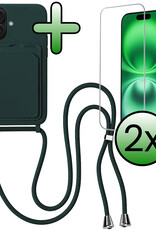 BASEY. BASEY. iPhone 14 Hoesje Pashouder met Koord - Donkergroen