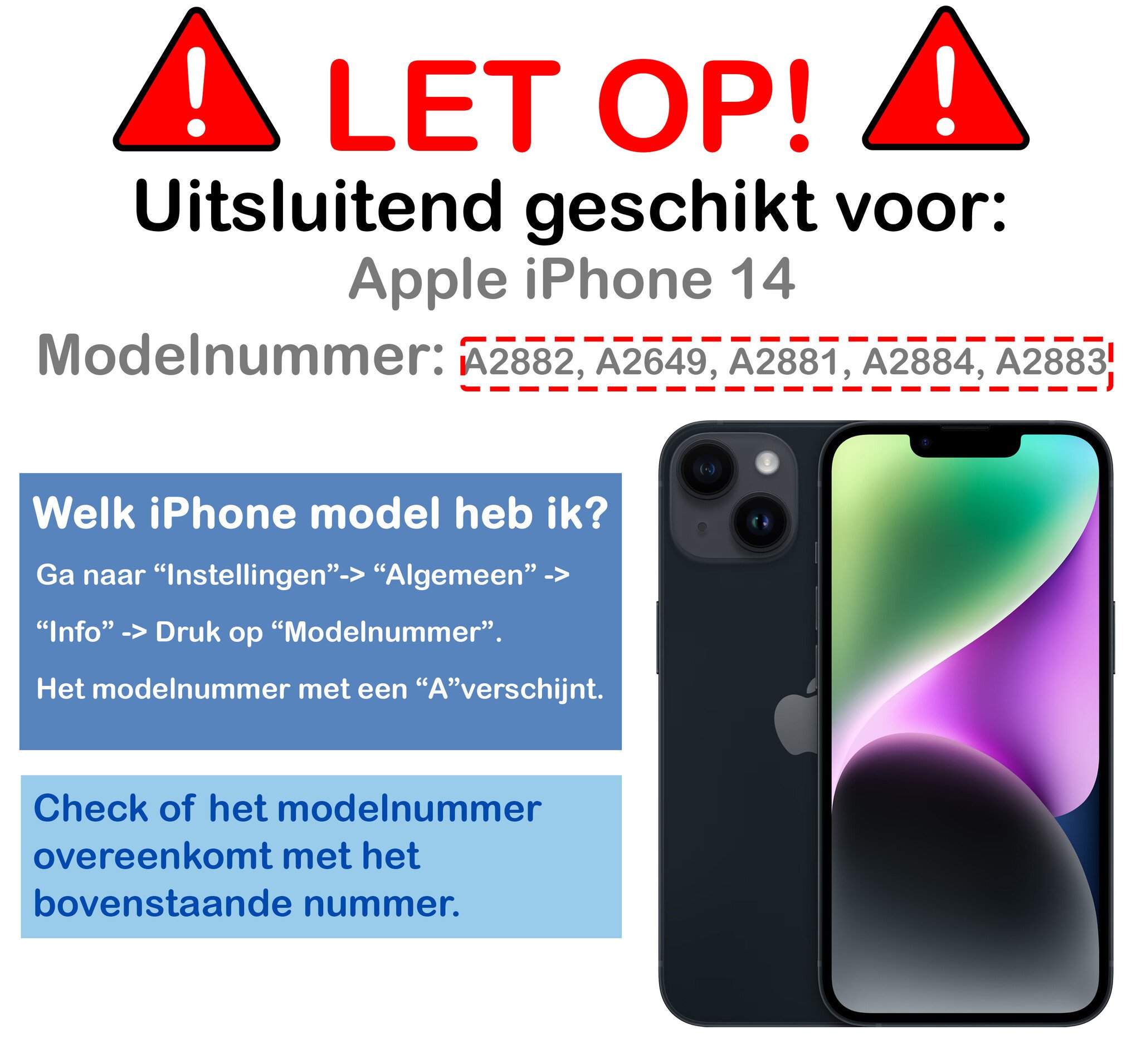 BASEY. BASEY. iPhone 14 Hoesje Pashouder met Koord Met 2x Screenprotector - Fel Blauw