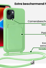 BASEY. BASEY. iPhone 14 Hoesje Pashouder met Koord Met 2x Screenprotector - Groen
