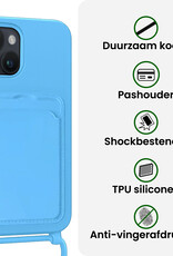 BASEY. BASEY. iPhone 14 Hoesje Pashouder met Koord - Lichtblauw