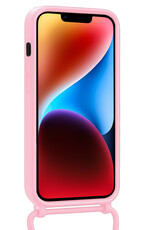 BASEY. BASEY. iPhone 14 Hoesje Pashouder met Koord Met Screenprotector - Lichtroze