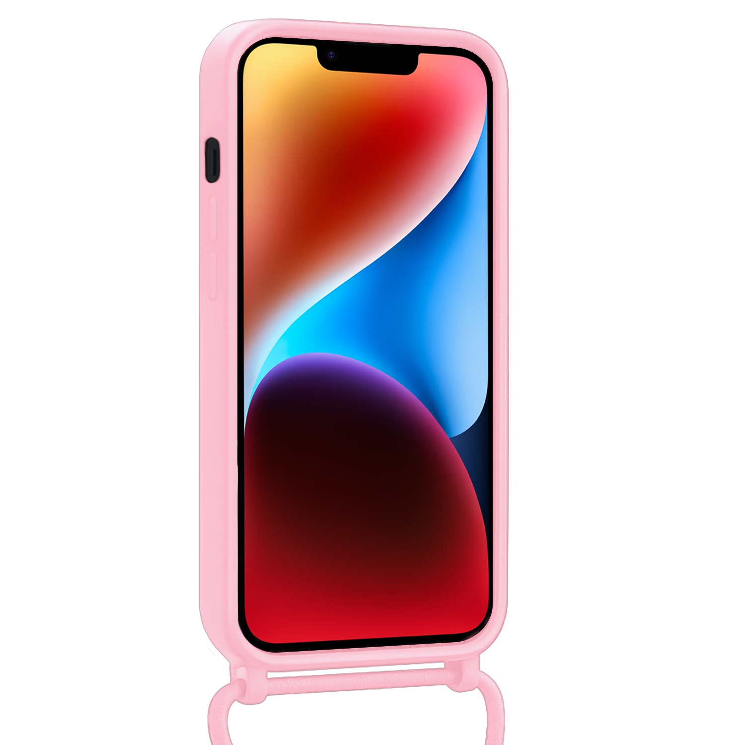BASEY. BASEY. iPhone 14 Hoesje Pashouder met Koord Met Screenprotector - Lichtroze