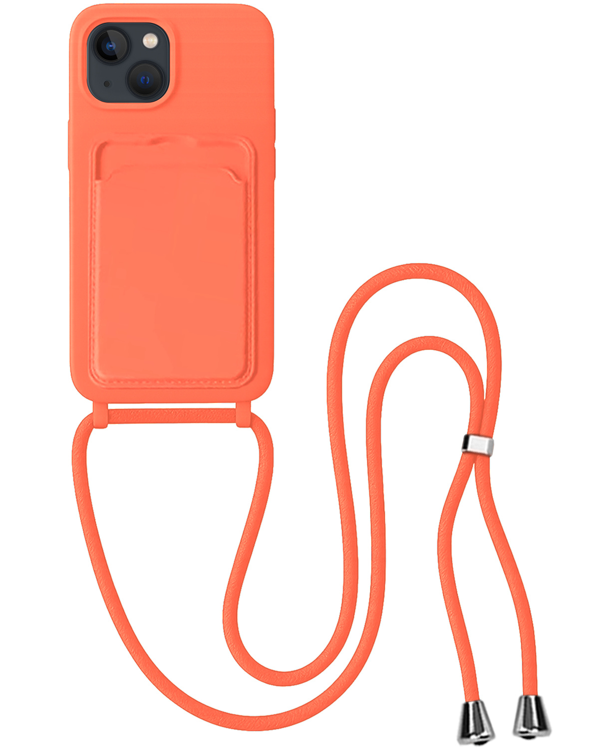 BASEY. BASEY. iPhone 14 Hoesje Pashouder met Koord - Papaya