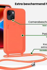 BASEY. BASEY. iPhone 14 Hoesje Pashouder met Koord - Papaya