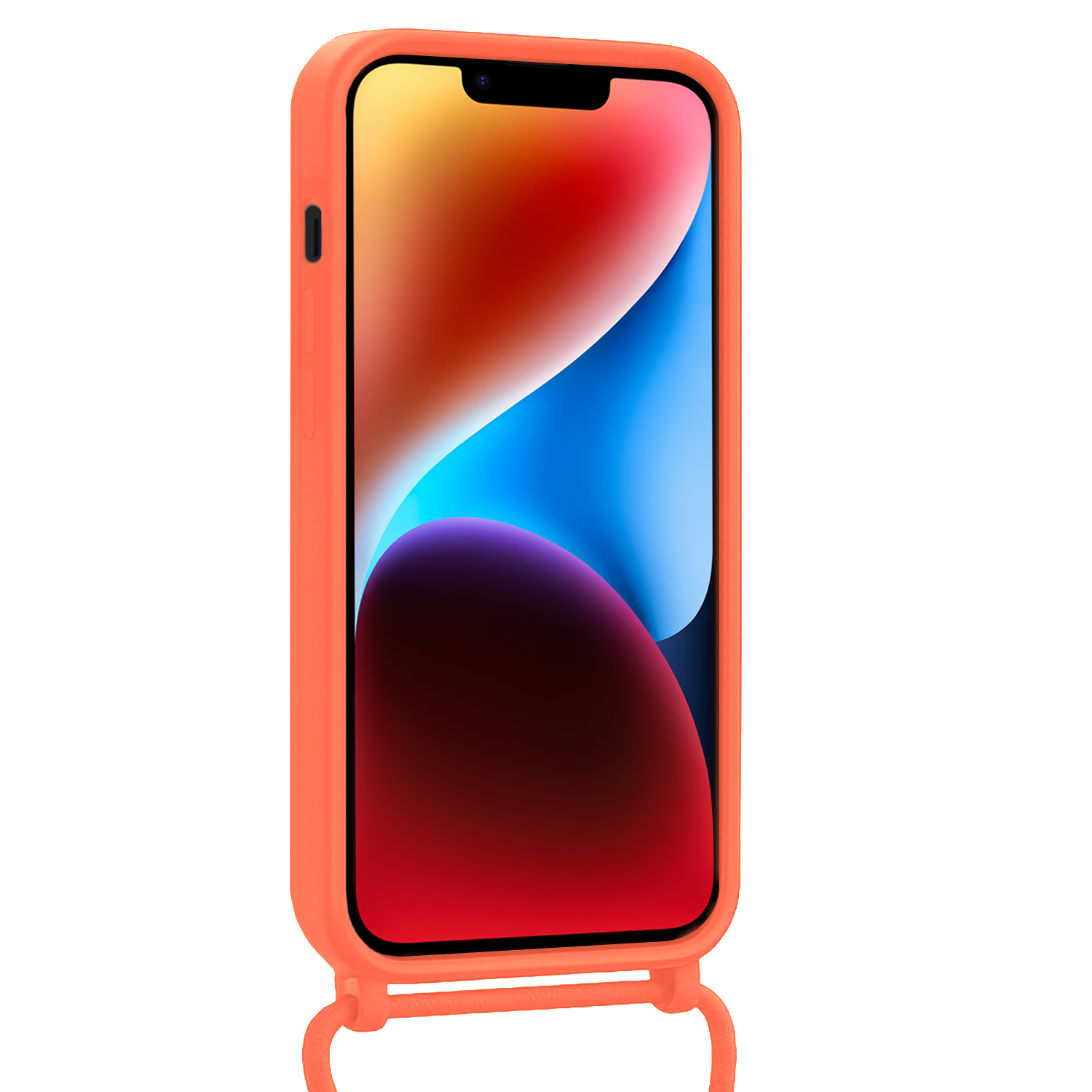 BASEY. BASEY. iPhone 14 Hoesje Pashouder met Koord Met Screenprotector - Papaya