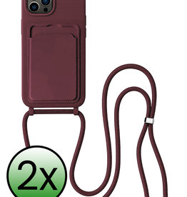 BASEY. BASEY. iPhone 14 Pro Hoesje Pashouder met Koord - Aubergine - 2 PACK