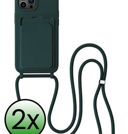 BASEY. BASEY. iPhone 14 Pro Hoesje Pashouder met Koord - Donkergroen - 2 PACK