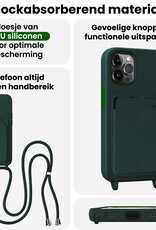 BASEY. BASEY. iPhone 14 Pro Hoesje Pashouder met Koord Met Screenprotector - Donkergroen