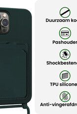 BASEY. BASEY. iPhone 14 Pro Hoesje Pashouder met Koord Met 2x Screenprotector - Donkergroen