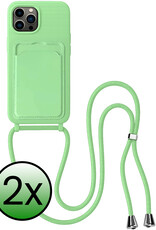 BASEY. BASEY. iPhone 14 Pro Hoesje Pashouder met Koord - Groen - 2 PACK