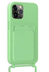 BASEY. BASEY. iPhone 14 Pro Hoesje Pashouder met Koord Met Screenprotector - Groen