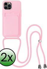 BASEY. BASEY. iPhone 14 Pro Hoesje Pashouder met Koord - Lichtroze - 2 PACK