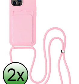 BASEY. BASEY. iPhone 14 Pro Hoesje Pashouder met Koord - Lichtroze - 2 PACK