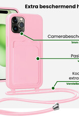 BASEY. BASEY. iPhone 14 Pro Hoesje Pashouder met Koord - Lichtroze - 2 PACK
