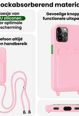 BASEY. BASEY. iPhone 14 Pro Hoesje Pashouder met Koord Met Screenprotector - Lichtroze