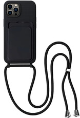 BASEY. BASEY. iPhone 14 Pro Hoesje Pashouder met Koord - Zwart