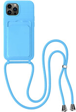 BASEY. BASEY. iPhone 14 Pro Max Hoesje Pashouder met Koord - Lichtblauw