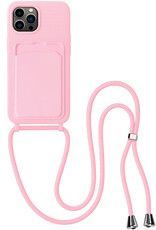 BASEY. BASEY. iPhone 14 Pro Max Hoesje Pashouder met Koord - Lichtroze