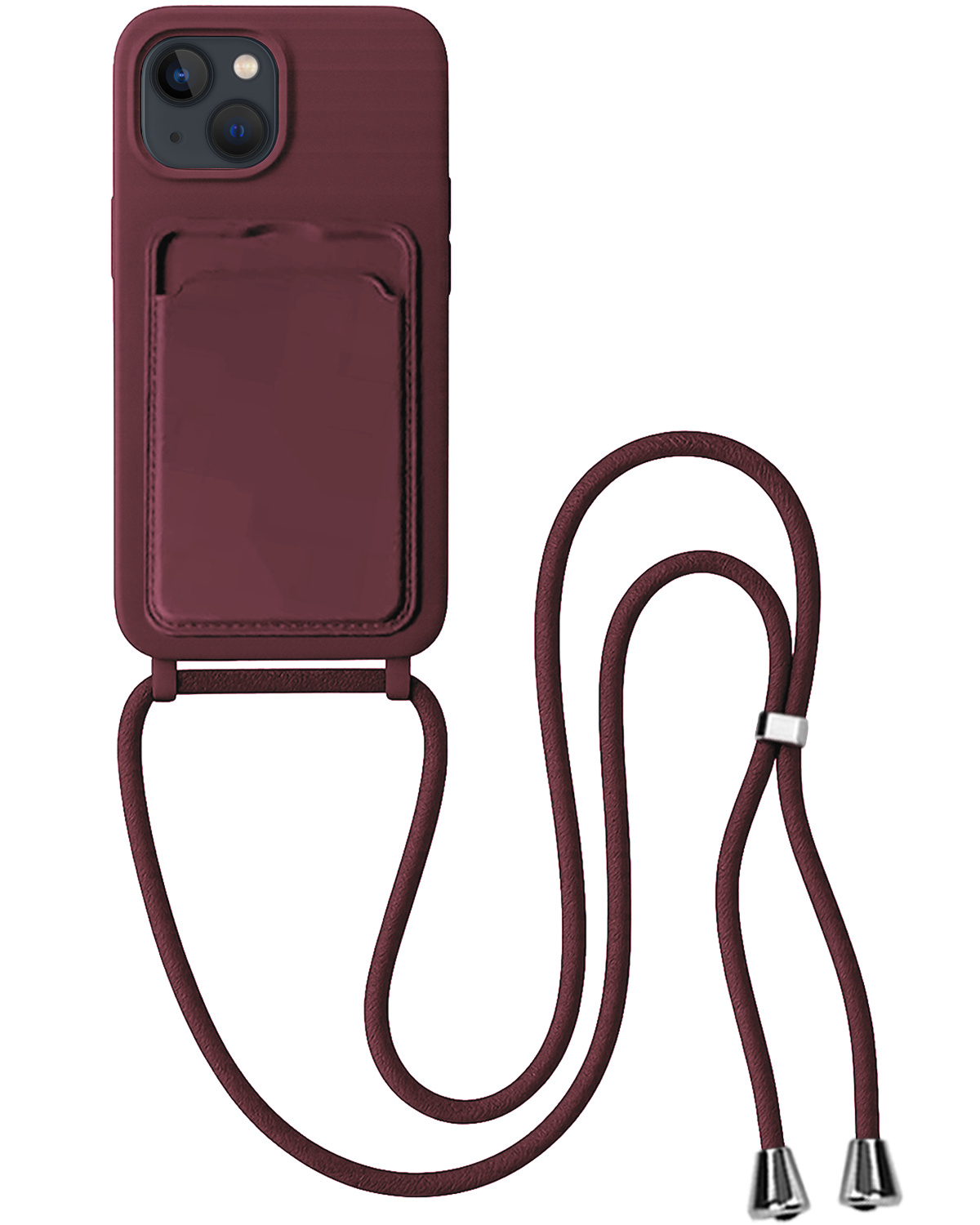 BASEY. BASEY. iPhone 15 Plus Hoesje Pashouder met Koord - Aubergine