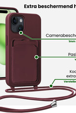 BASEY. BASEY. iPhone 15 Plus Hoesje Pashouder met Koord - Aubergine