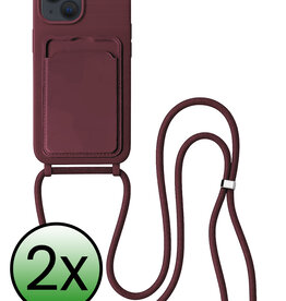BASEY. BASEY. iPhone 15 Plus Hoesje Pashouder met Koord - Aubergine - 2 PACK