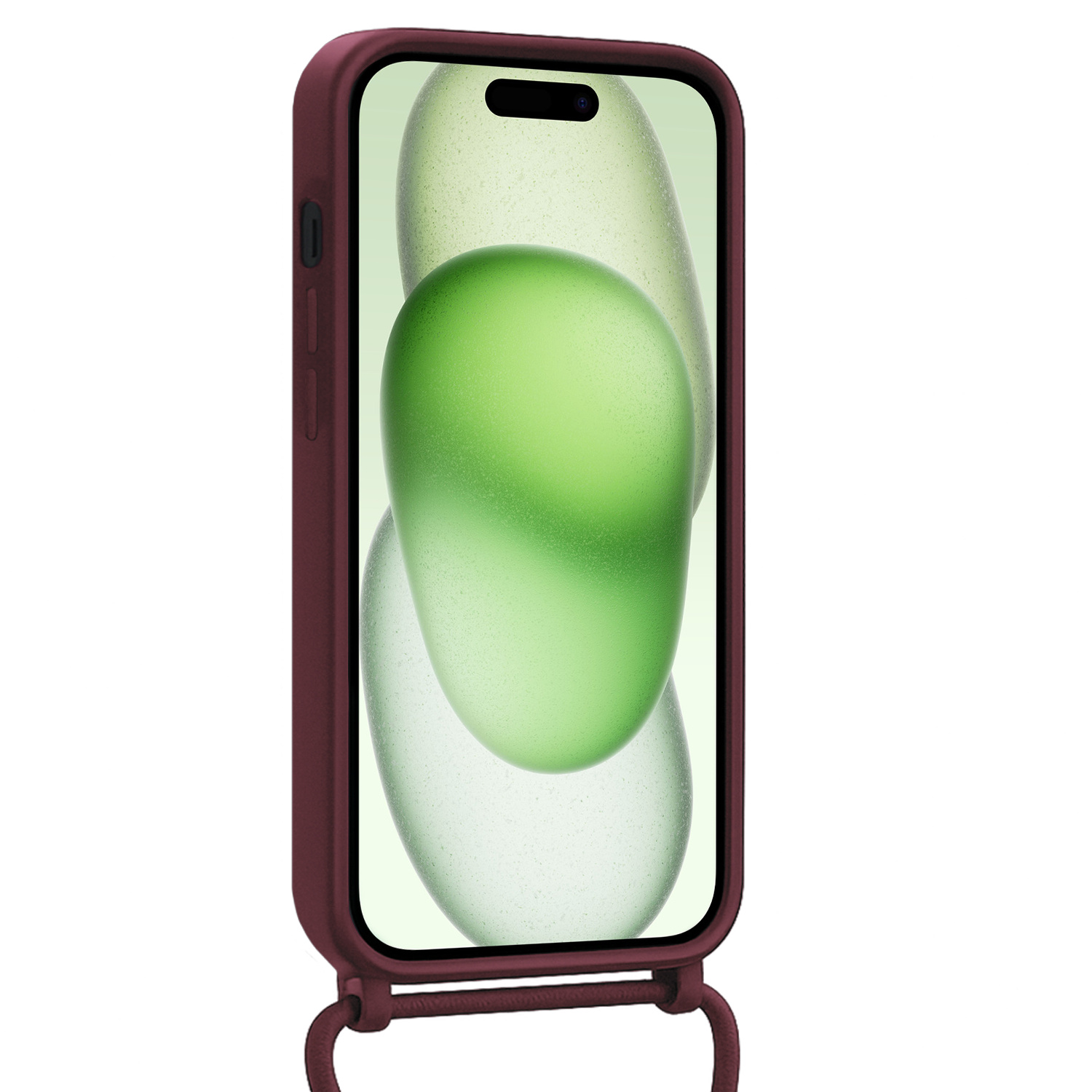 BASEY. BASEY. iPhone 15 Plus Hoesje Pashouder met Koord Met Screenprotector - Aubergine