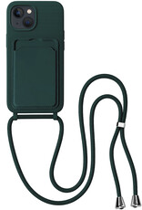 BASEY. BASEY. iPhone 15 Plus Hoesje Pashouder met Koord - Donkergroen
