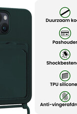 BASEY. BASEY. iPhone 15 Plus Hoesje Pashouder met Koord - Donkergroen