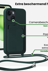 BASEY. BASEY. iPhone 15 Plus Hoesje Pashouder met Koord - Donkergroen