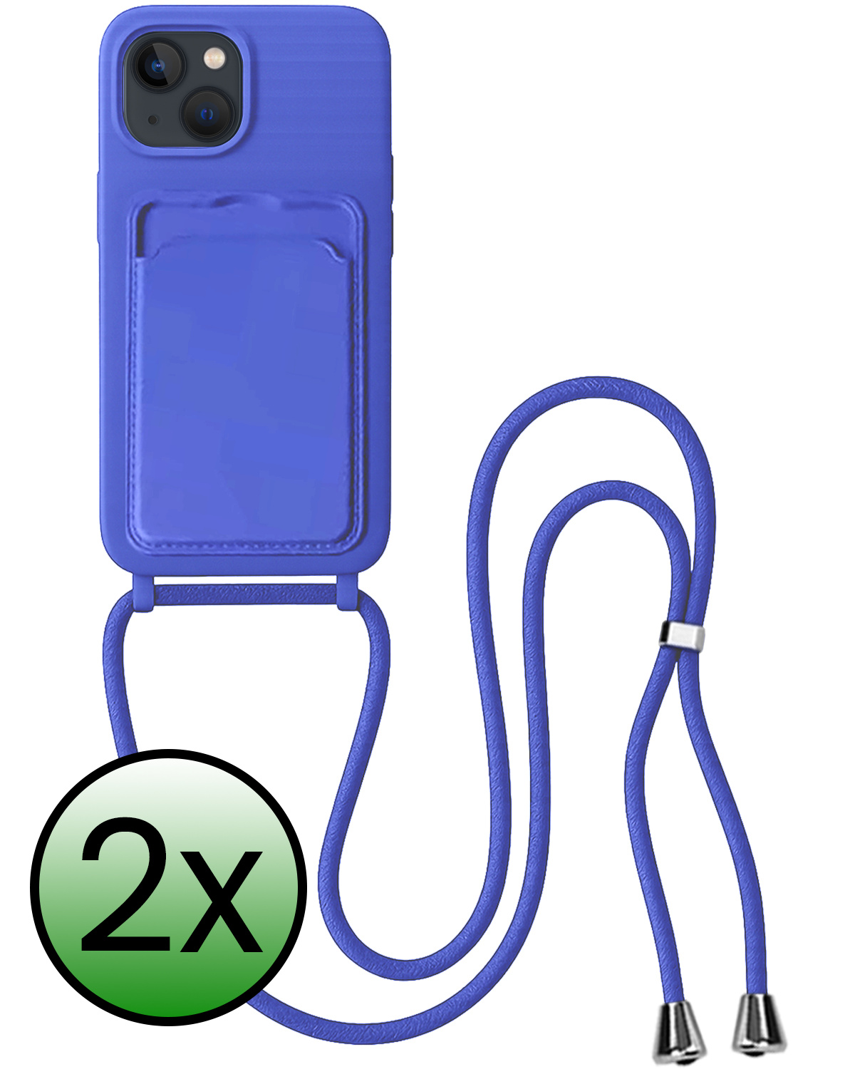 BASEY. BASEY. iPhone 15 Plus Hoesje Pashouder met Koord - Fel Blauw - 2 PACK