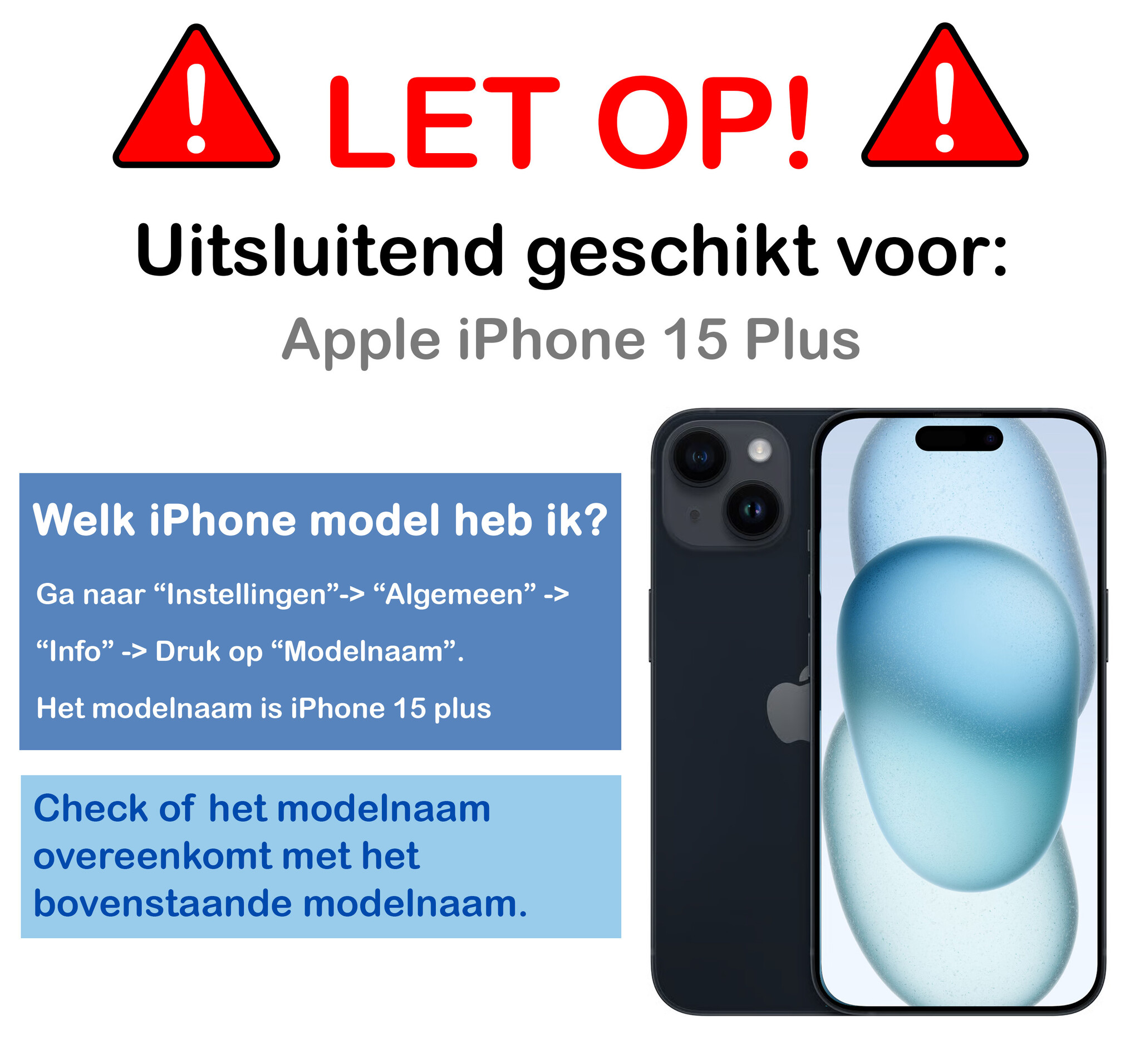 BASEY. BASEY. iPhone 15 Plus Hoesje Pashouder met Koord - Fel Blauw - 2 PACK