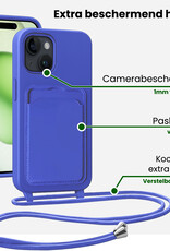 BASEY. BASEY. iPhone 15 Plus Hoesje Pashouder met Koord - Fel Blauw - 2 PACK
