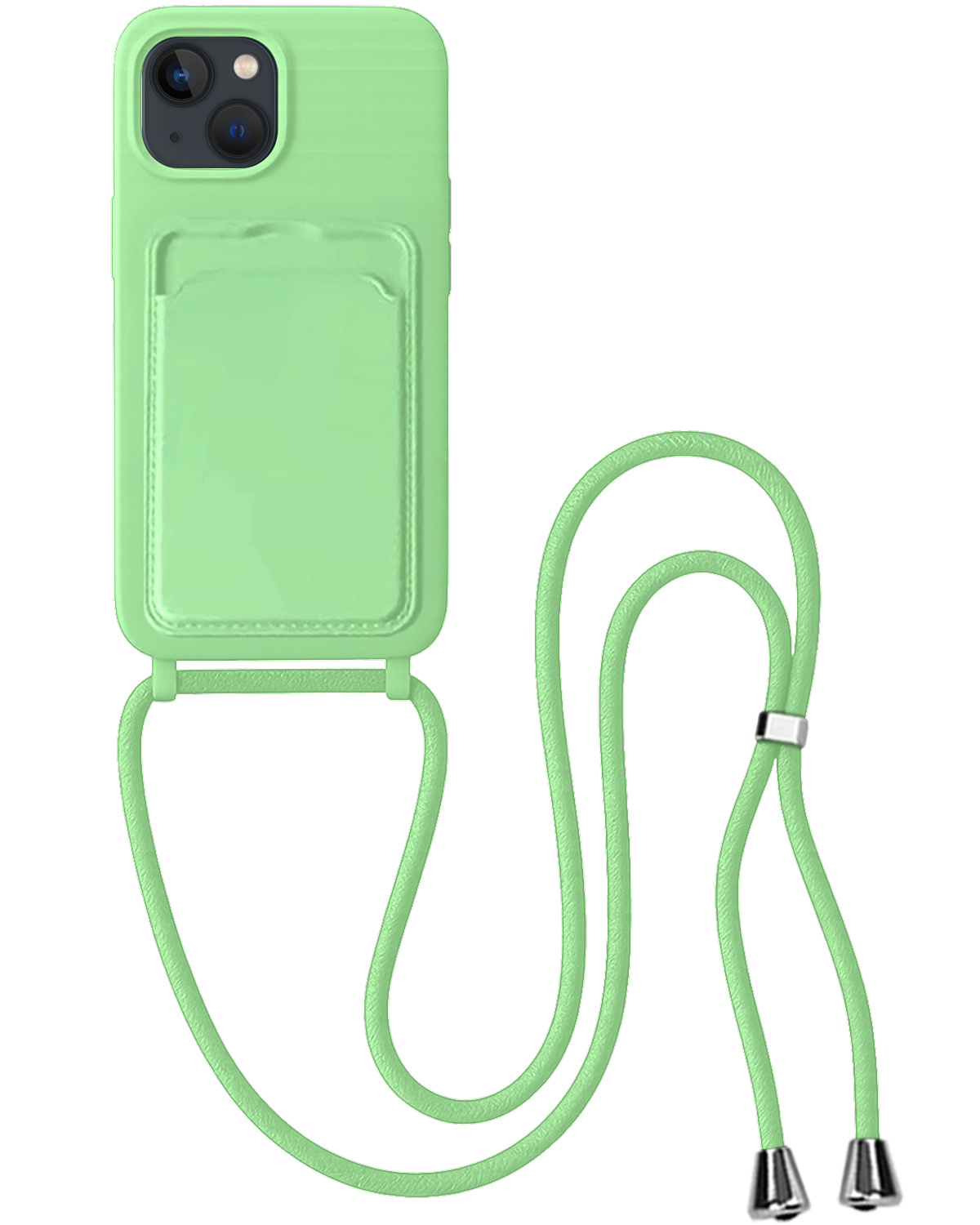 BASEY. BASEY. iPhone 15 Plus Hoesje Pashouder met Koord - Groen