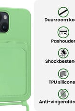 BASEY. BASEY. iPhone 15 Plus Hoesje Pashouder met Koord Met 2x Screenprotector - Groen