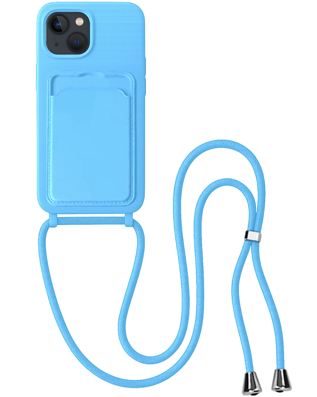 BASEY. BASEY. iPhone 15 Plus Hoesje Pashouder met Koord - Lichtblauw