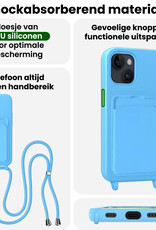 BASEY. BASEY. iPhone 15 Plus Hoesje Pashouder met Koord - Lichtblauw
